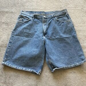 Wrangler Denim Jean Shorts Mens 38 x 9‎ Blue Jorts Workwear Outdoor Relaxed Fit